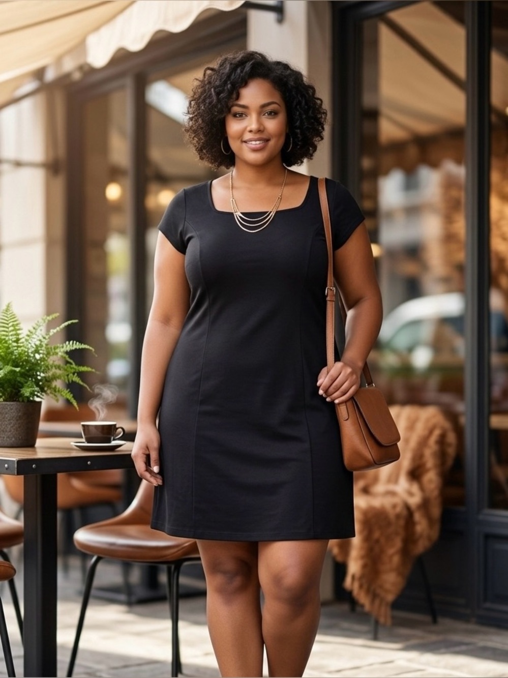 Old Navy Black Square Neck Flutter Sleeve Dress